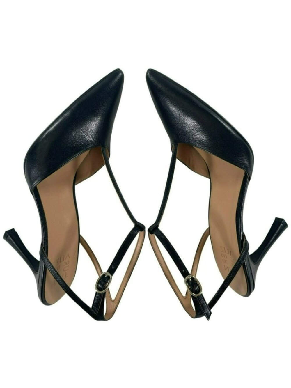 Naturalizer Astrid Heels Black Leather Pointed Toe T-Strap Women's Size 10 NEW - Picture 3 of 11